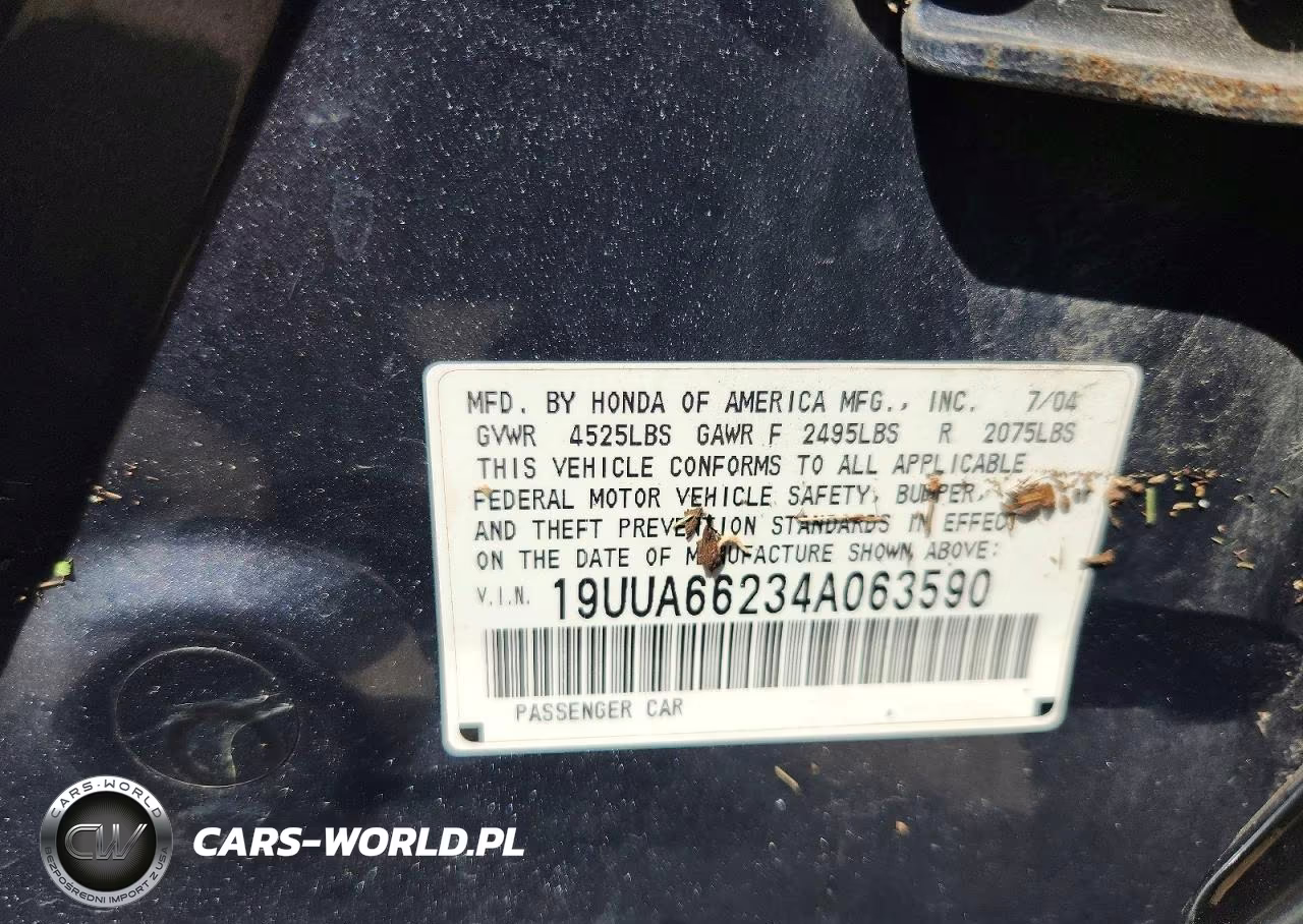 2004 Acura Tl VIN:19UUA66234A063590 - 12