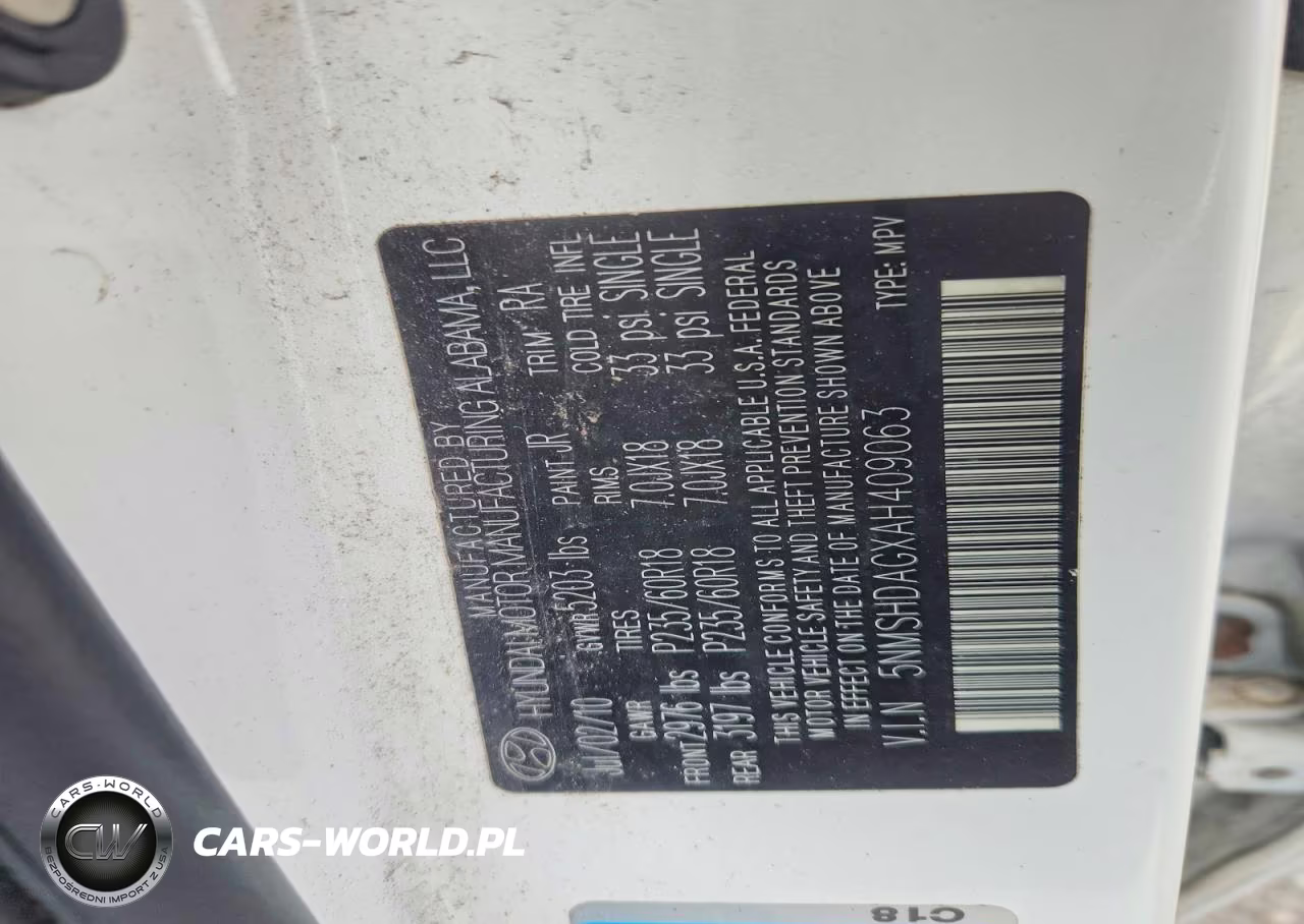 2010 Hyundai Santa Fe Se VIN:5NMSHDAGXAH409063 - 13