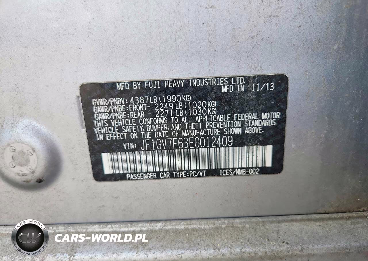 2014 Subaru Impreza Wrx VIN:JF1GV7F63EG012409 - 12