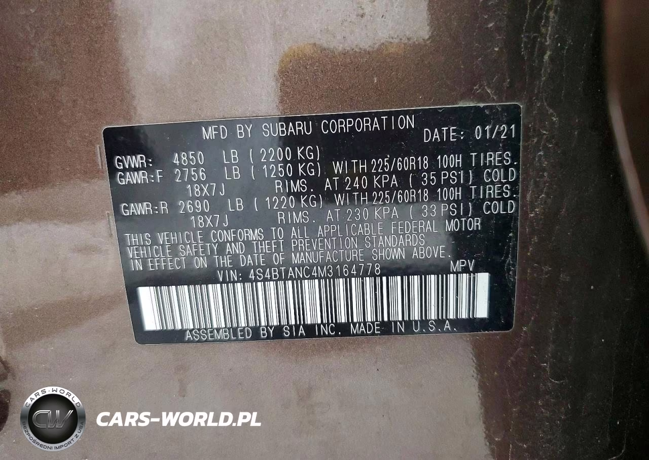 2021 Subaru Outback Limited VIN:4S4BTANC4M3164778 - 13