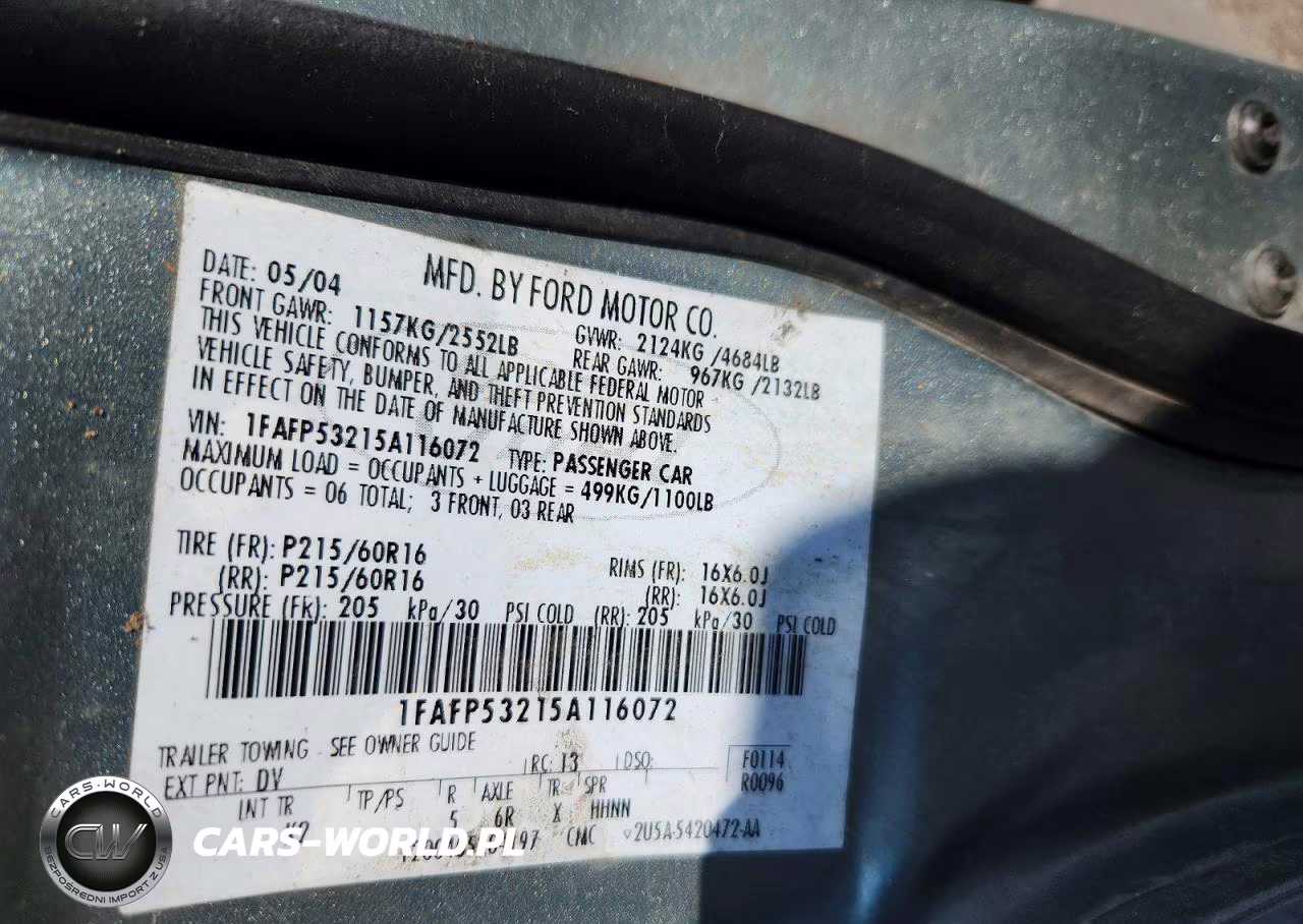 2005 Ford Taurus Se VIN:1FAFP53215A116072 - 12