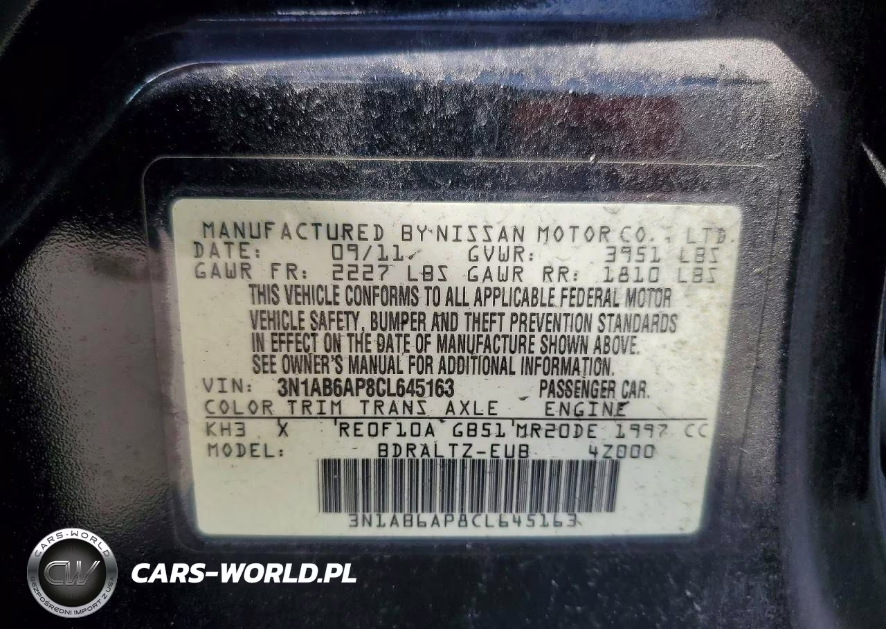 2012 Nissan Sentra 2.0 VIN:3N1AB6AP8CL645163 - 12