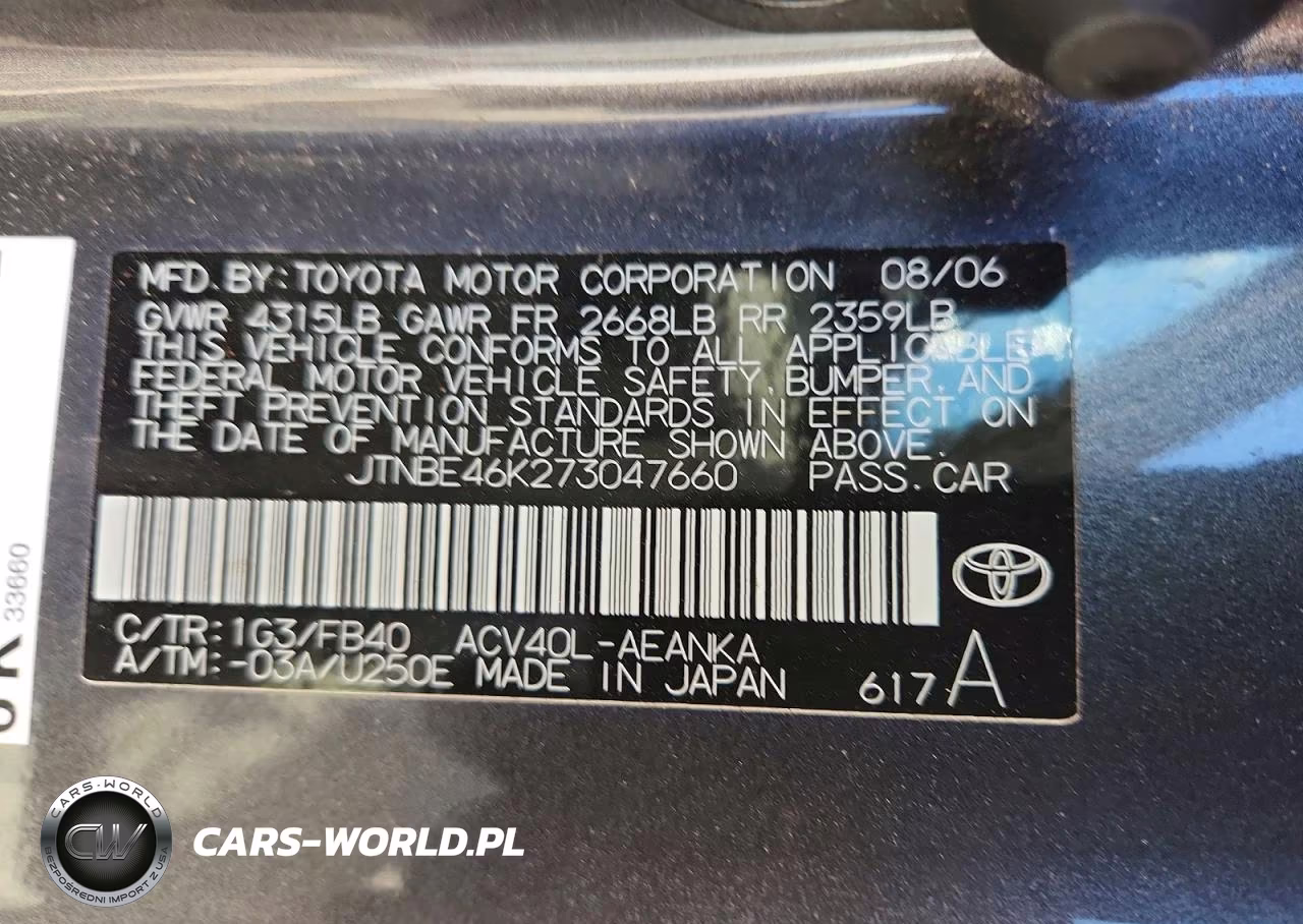 2007 Toyota Camry Le VIN:JTNBE46K273047660 - 12