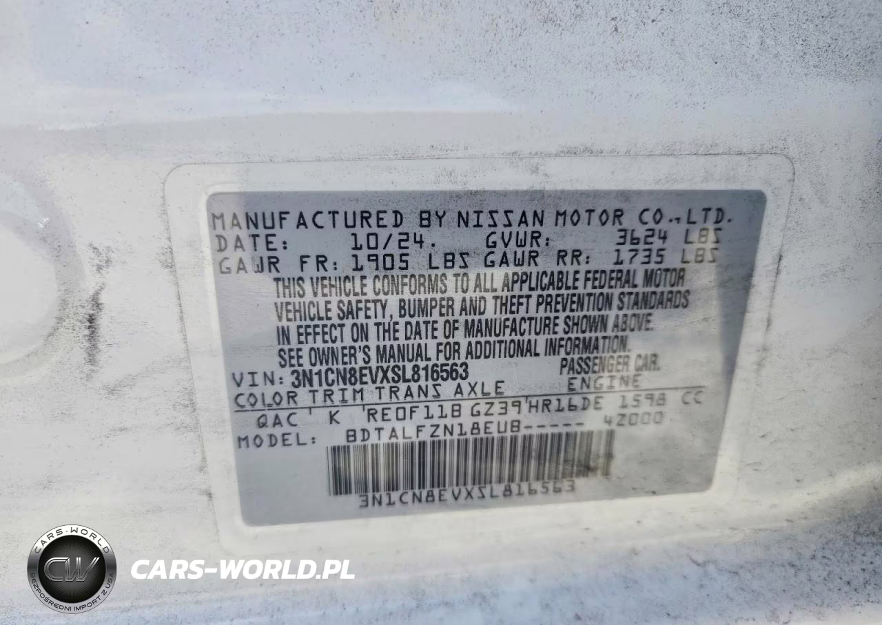 2025 Nissan Versa Sv VIN:3N1CN8EVXSL816563 - 13