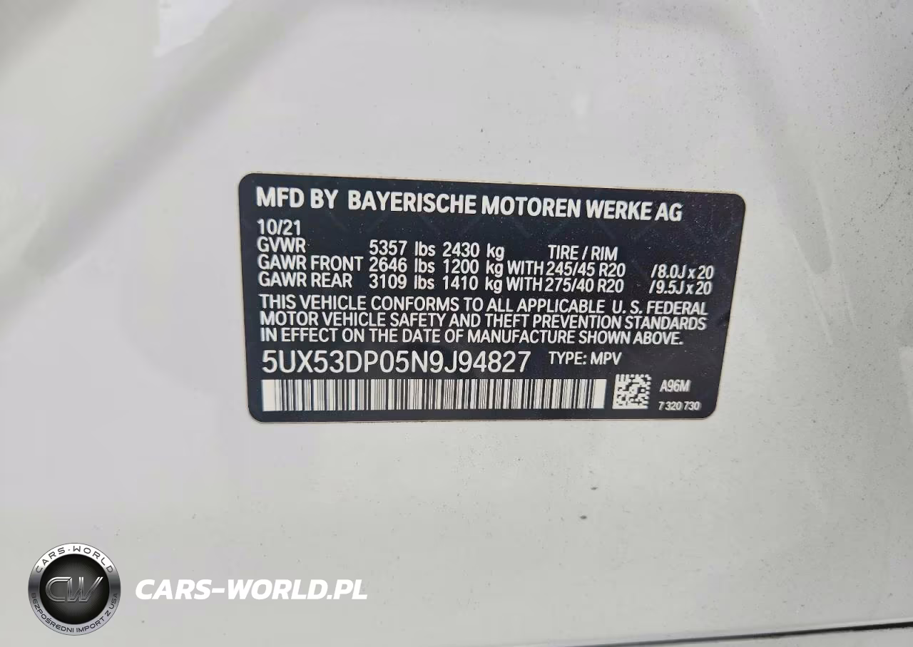 2022 BMW X3 xDrive30I VIN:5UX53DP05N9J94827 - 13