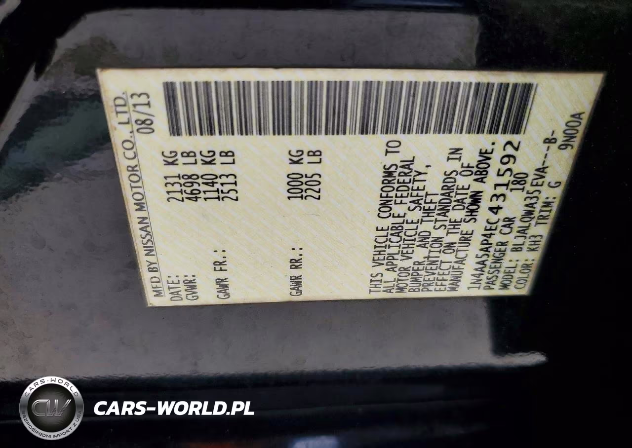 2014 Nissan Maxima 3.5 S VIN:1N4AA5AP4EC431592 - 13