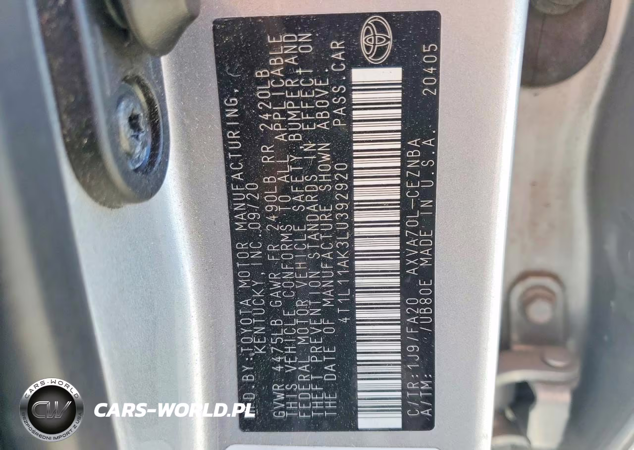 2020 Toyota Camry Le VIN:4T1L11AK3LU392920 - 12