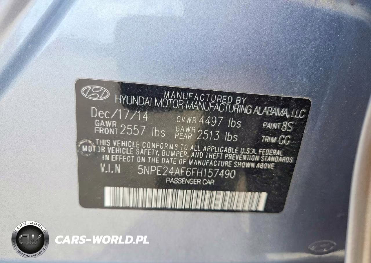 2015 Hyundai Sonata Se VIN:5NPE24AF6FH157490 - 12