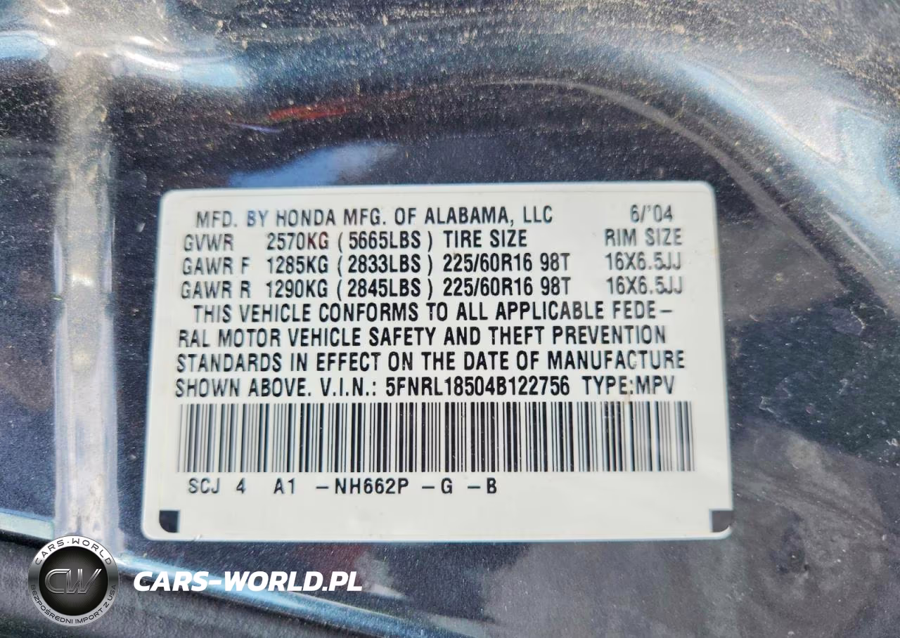 2004 Honda Odyssey Lx VIN:5FNRL18504B122756 - 13