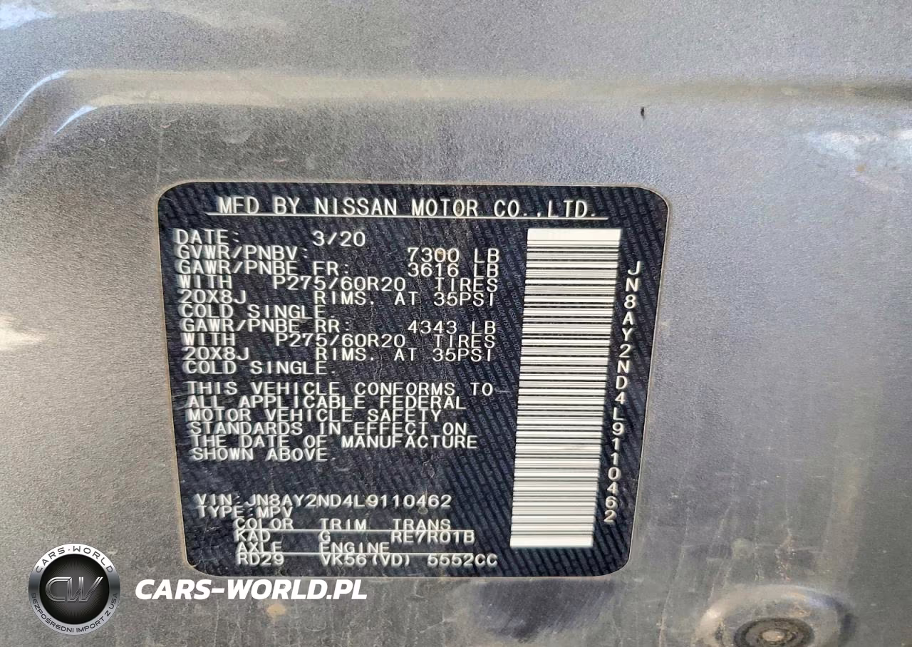 2020 Nissan Armada Sl VIN:JN8AY2ND4L9110462 - 13
