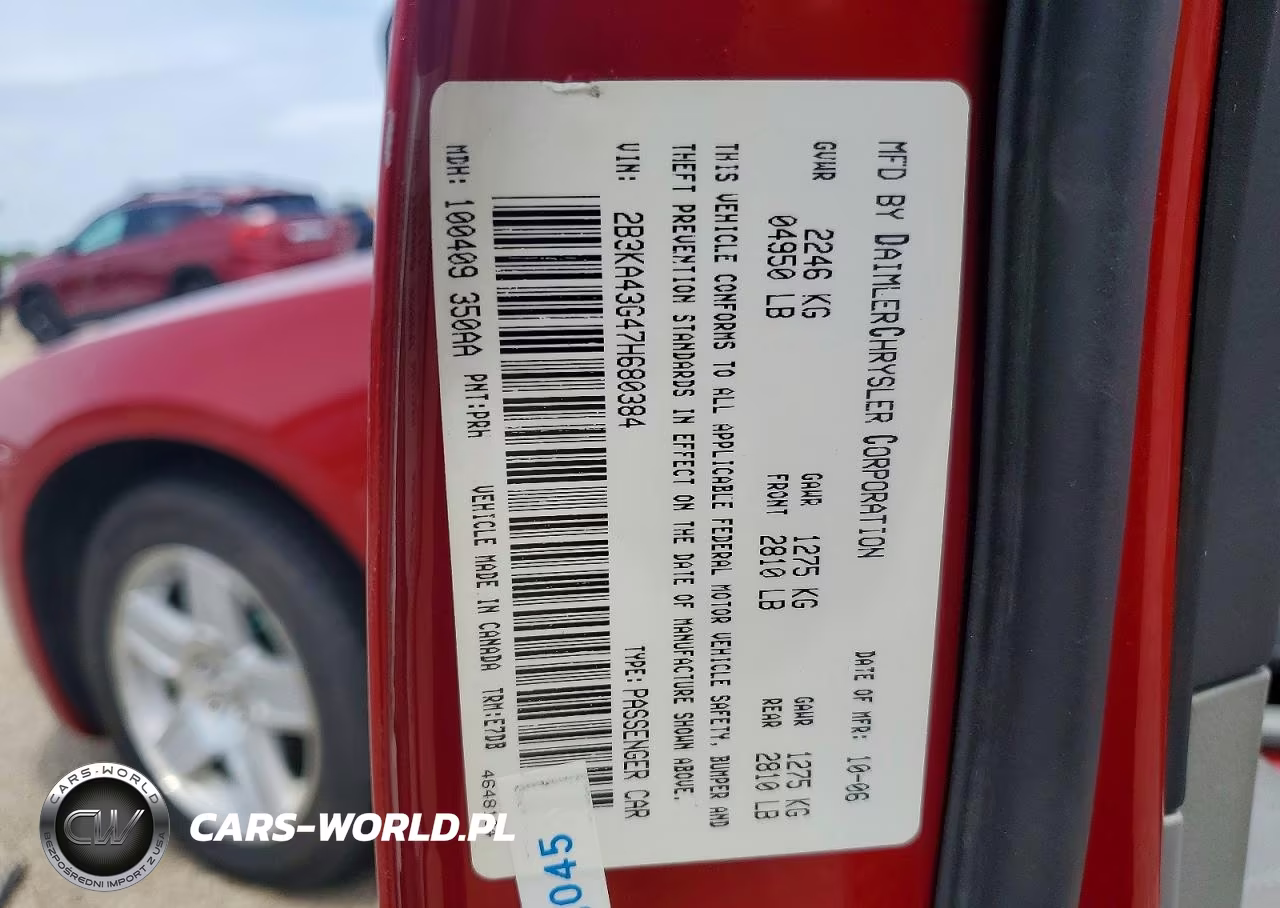 2007 Dodge Charger Se VIN:2B3KA43G47H680384 - 12