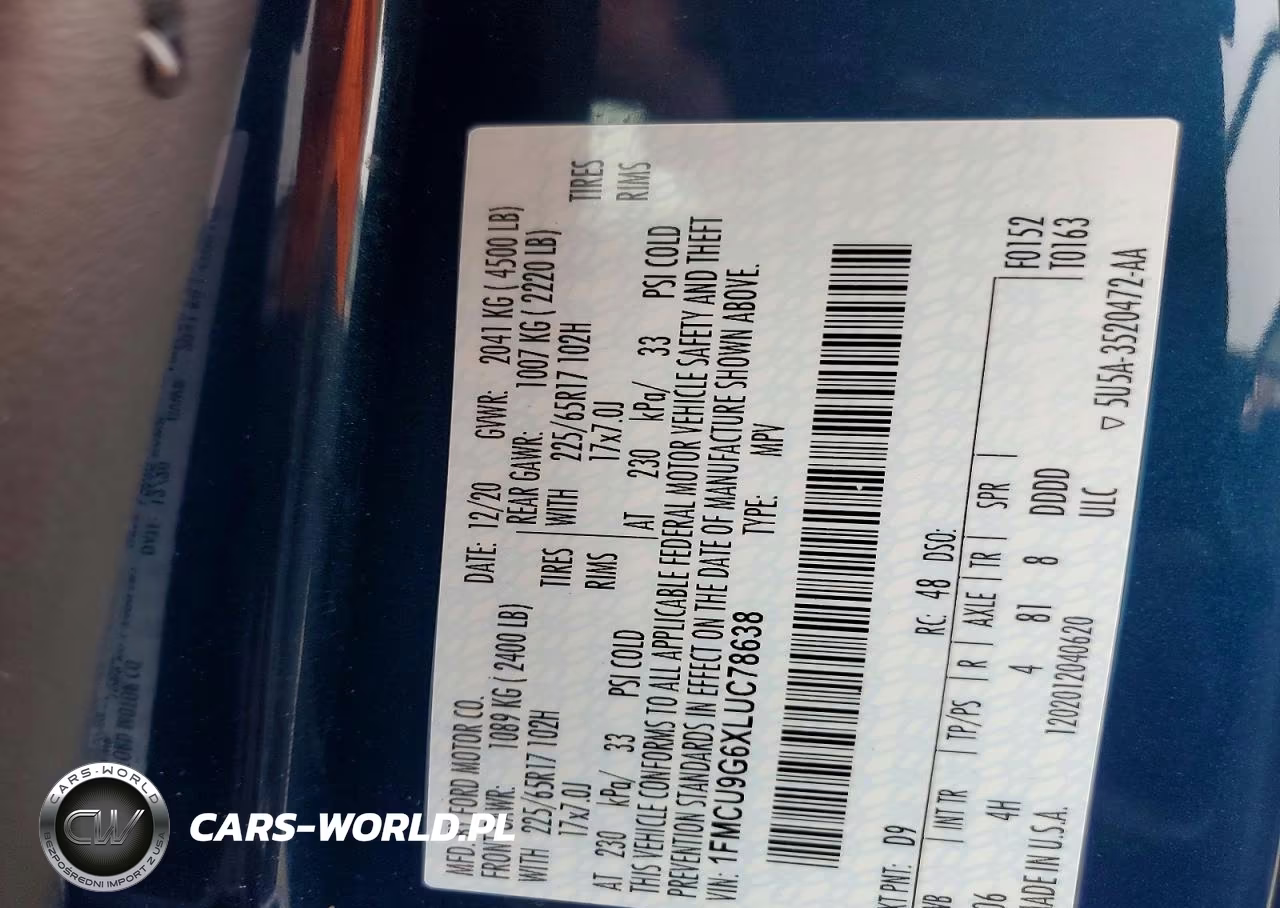 2020 Ford Escape Se VIN:1FMCU9G6XLUC78638 - 13