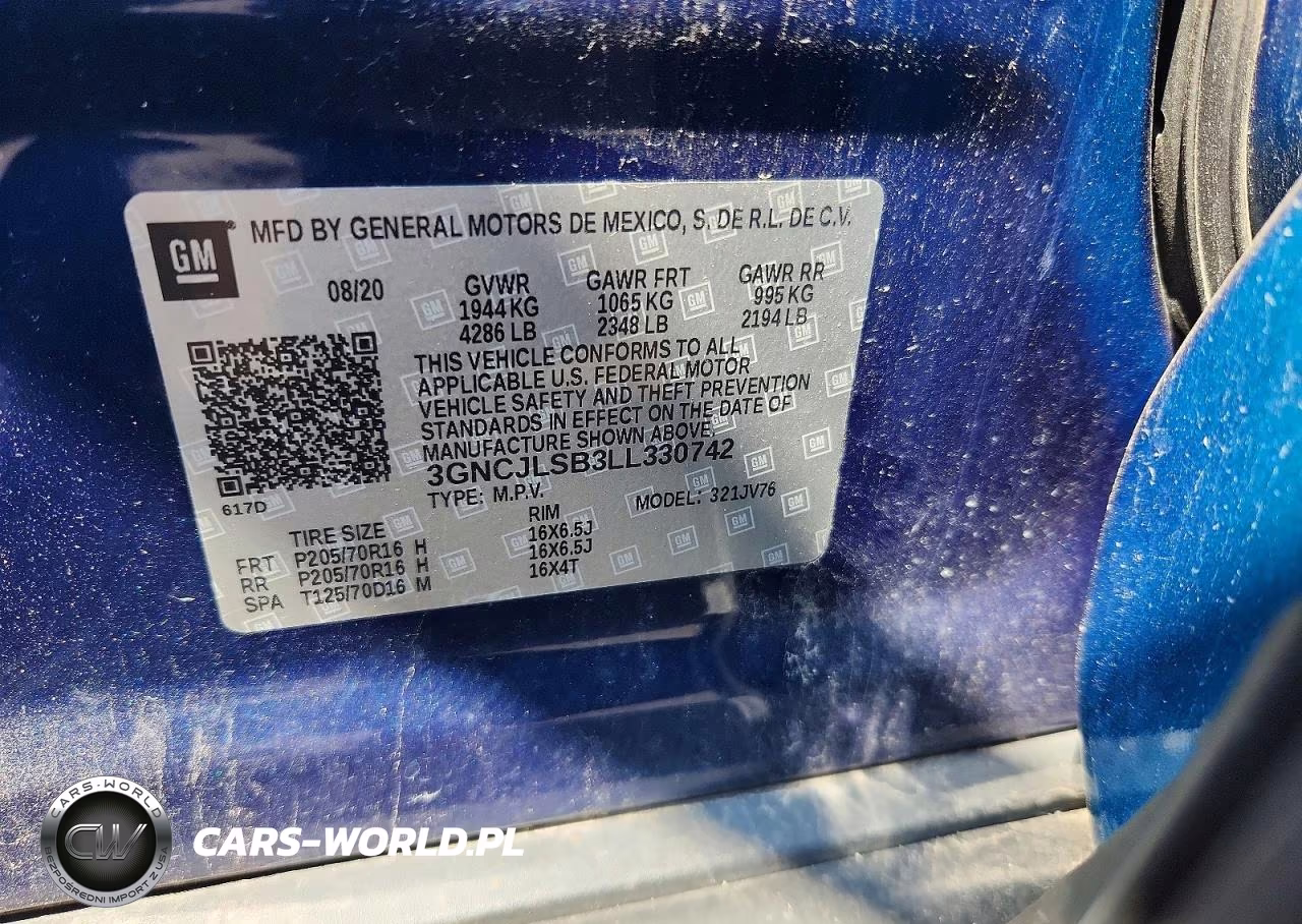 2020 Chevrolet Trax 1Lt VIN:3GNCJLSB3LL330742 - 13