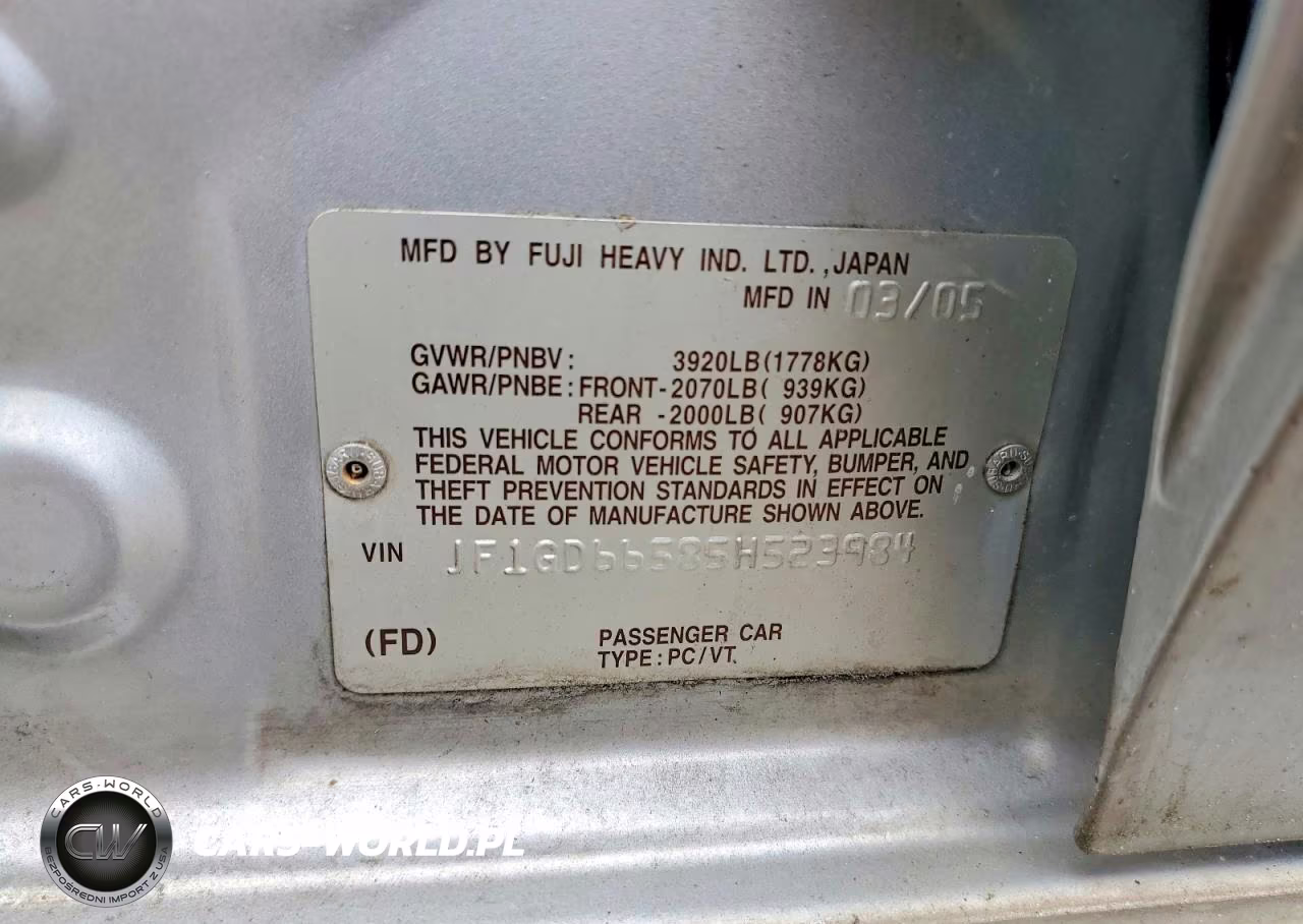 2005 Subaru Impreza Rs Pro VIN:JF1GD66585H523984 - 12