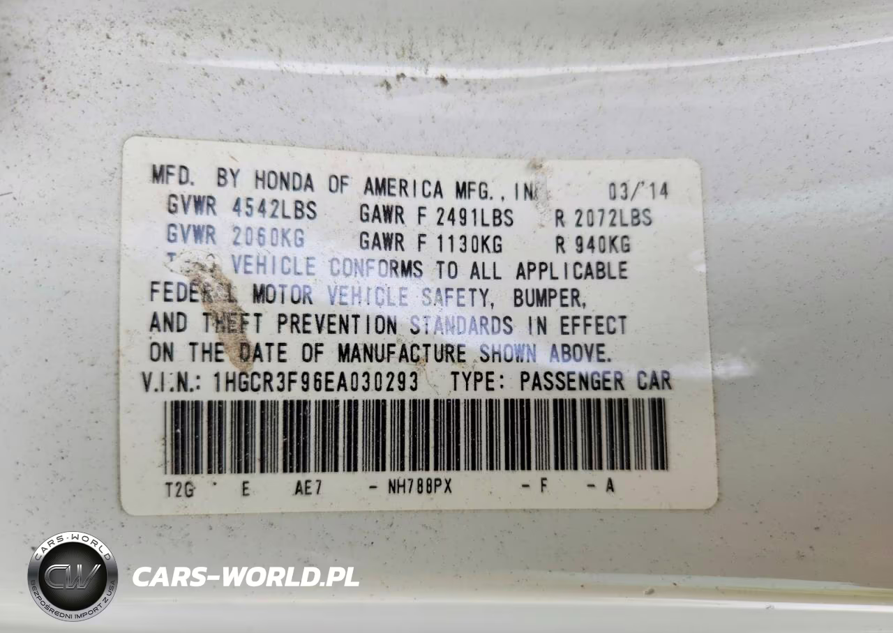 2014 Honda Accord Touring VIN:1HGCR3F96EA030293 - 12
