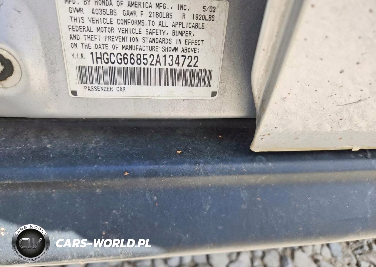 2002 Honda Accord Ex VIN:1HGCG66852A134722 - 12