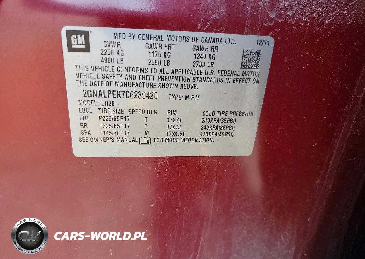 2012 Chevrolet Equinox Lt VIN:2GNALPEK7C6239420 - 13