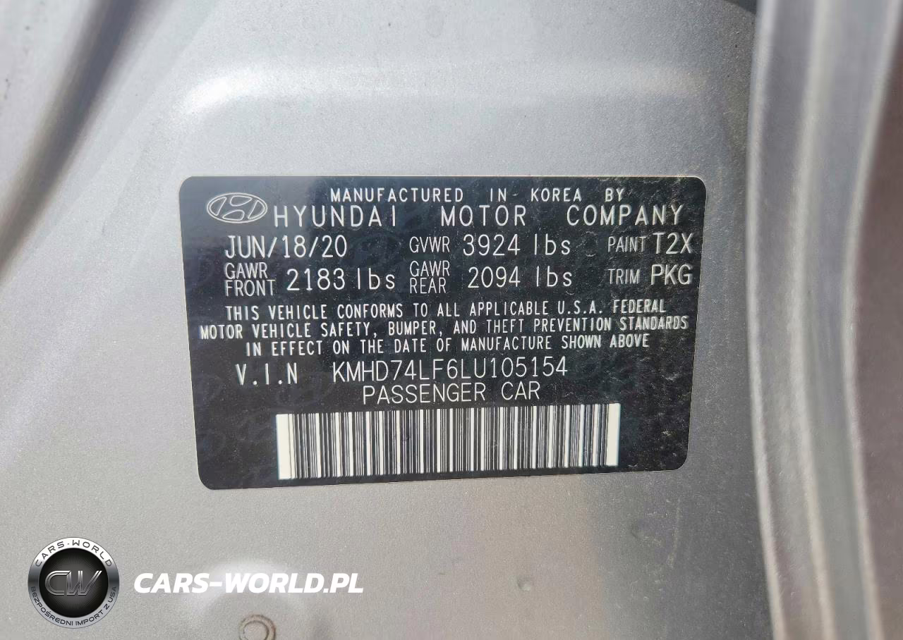 2020 Hyundai Elantra Se VIN:KMHD74LF6LU105154 - 12