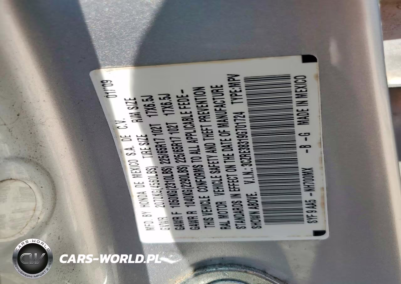 2009 Honda Cr-V Lx VIN:3CZRE38319G701724 - 13