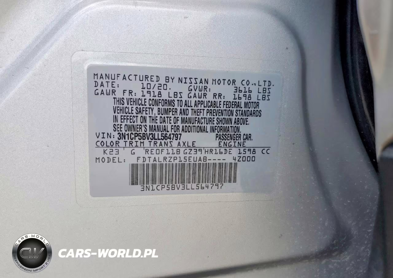 2020 Nissan Kicks S VIN:3N1CP5BV3LL564797 - 13