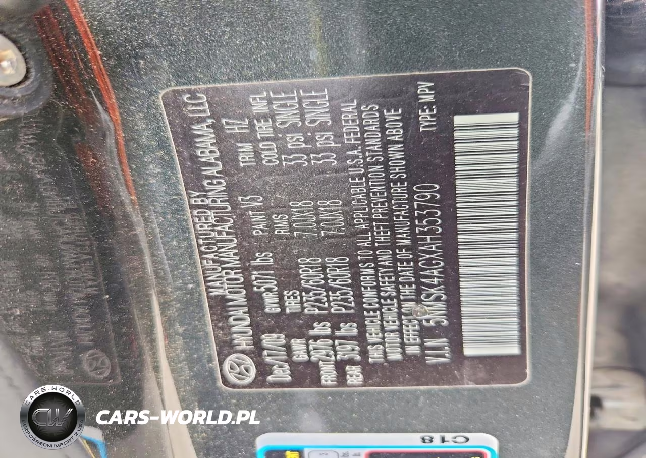 2010 Hyundai Santa Fe Limited VIN:5NMSK4AGXAH353790 - 13