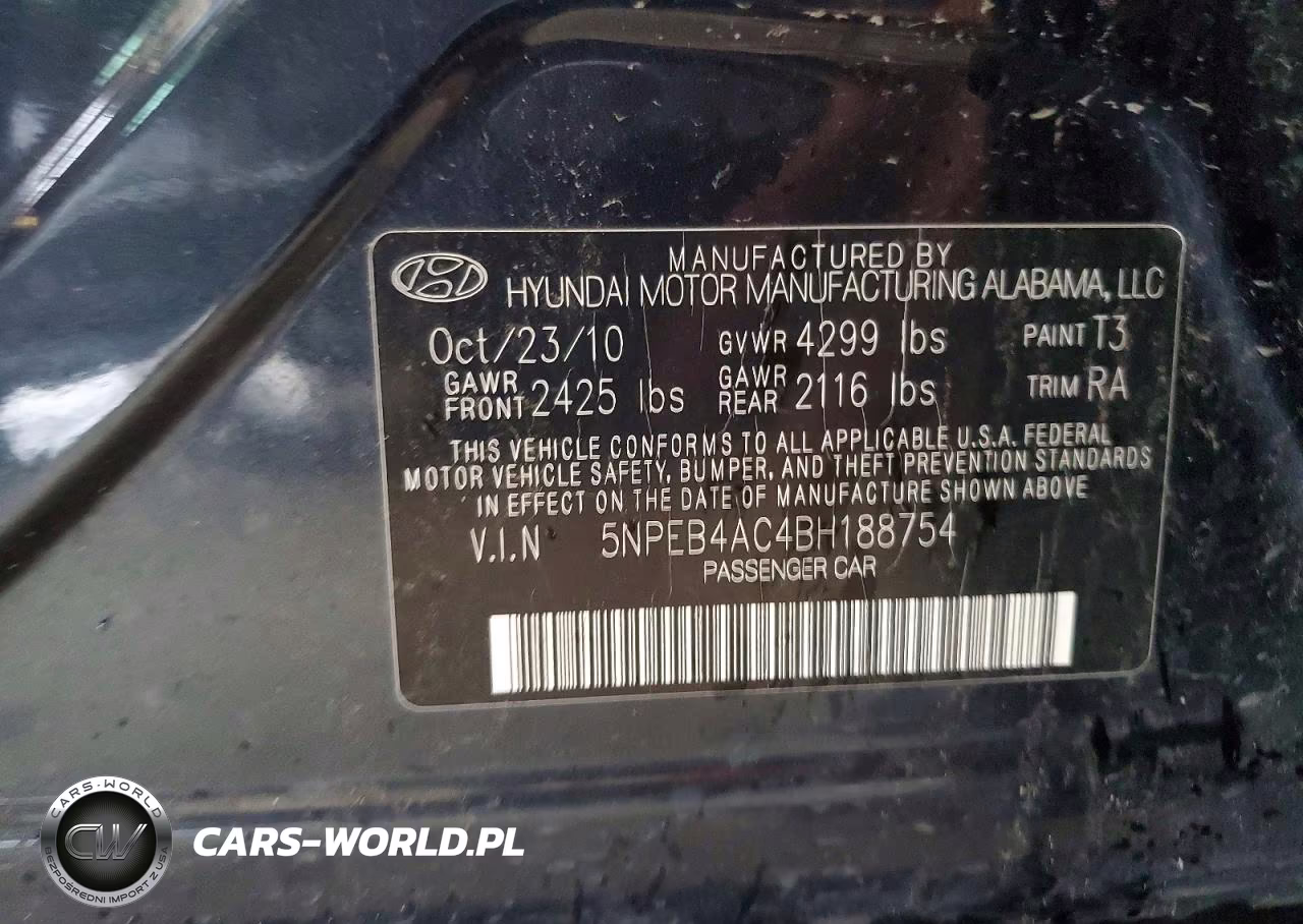 2011 Hyundai Sonata Gls VIN:5NPEB4AC4BH188754 - 12