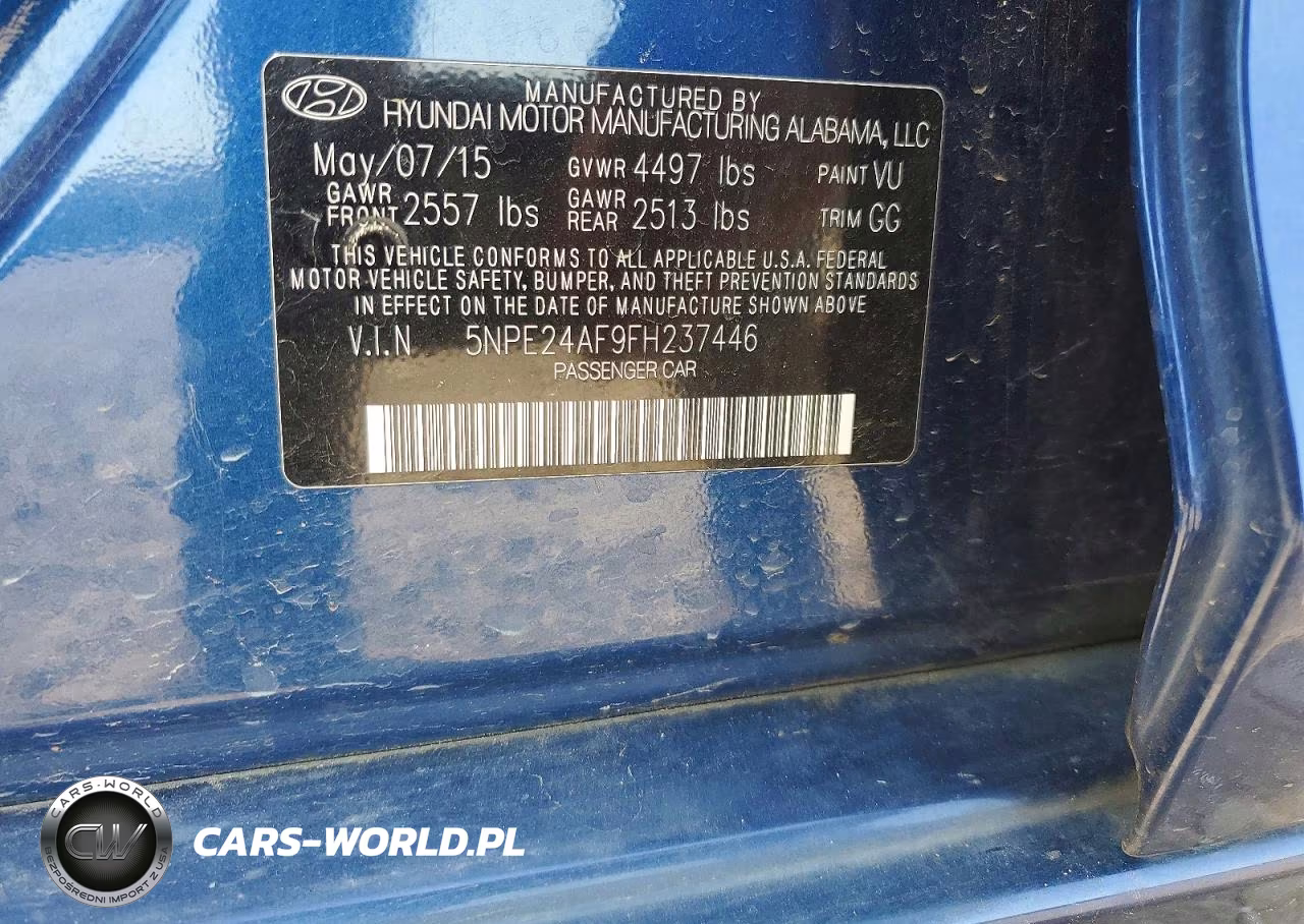 2015 Hyundai Sonata Se VIN:5NPE24AF9FH237446 - 12