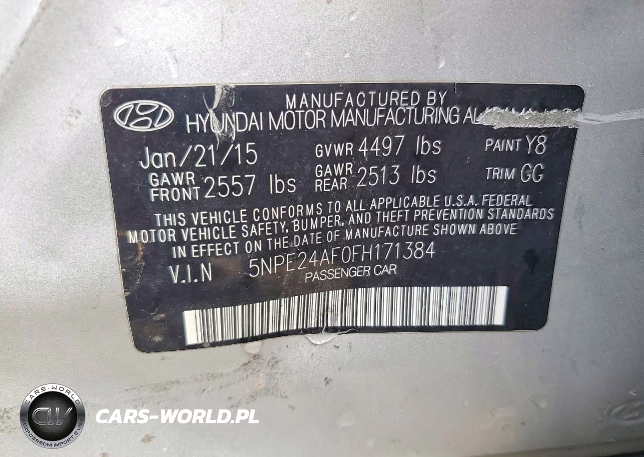 2015 Hyundai Sonata Se VIN:5NPE24AF0FH171384 - 12