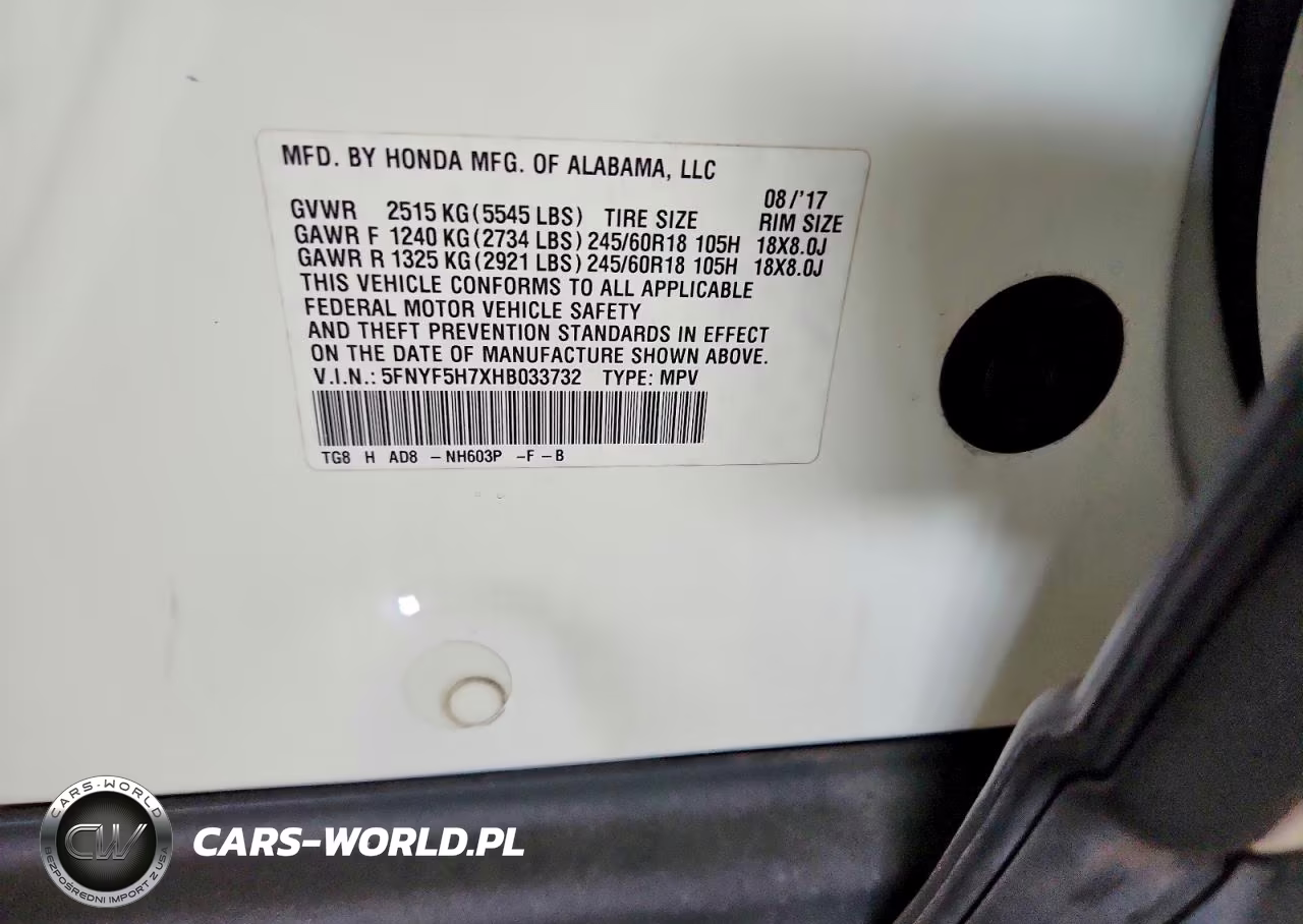 2017 Honda Pilot Exln VIN:5FNYF5H7XHB033732 - 13