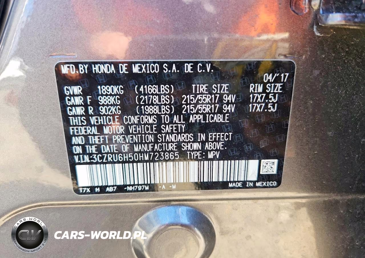 2017 Honda Hr-V Ex VIN:3CZRU6H50HM723865 - 12