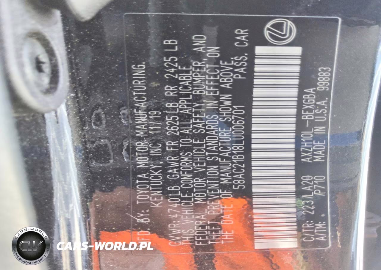 2020 Lexus Es 300H Base VIN:58AC21B18LU006701 - 12
