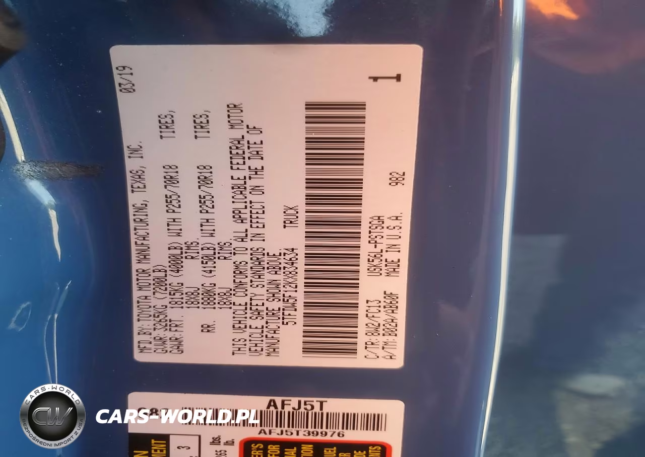 2019 Toyota Tundra Crewmax Sr5 VIN:5TFDW5F12KX834634 - 12