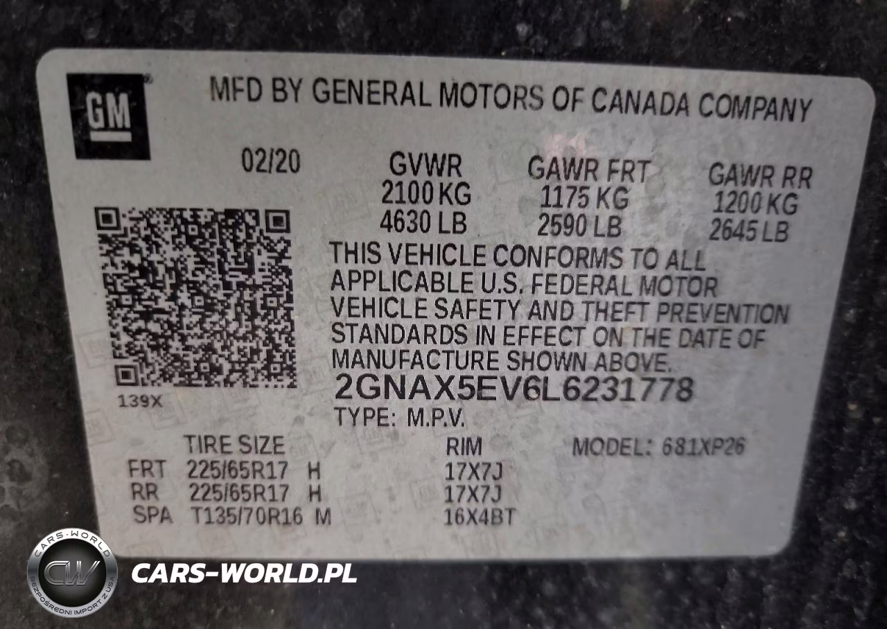 2020 Chevrolet Equinox VIN:2GNAX5EV6L6231778 - 12