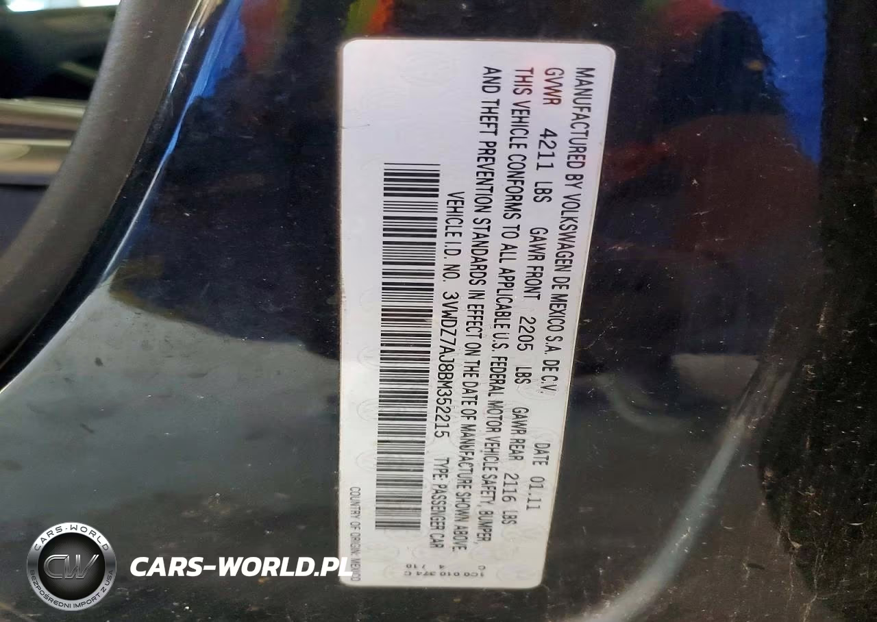 2011 Volkswagen Jetta Se VIN:3VWDZ7AJ8BM352215 - 12