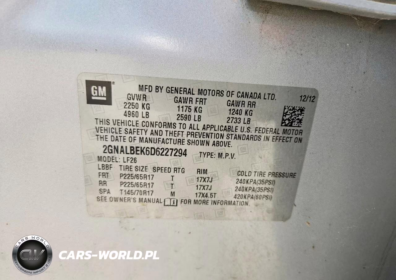 2013 Chevrolet Equinox Ls VIN:2GNALBEK6D6227294 - 12
