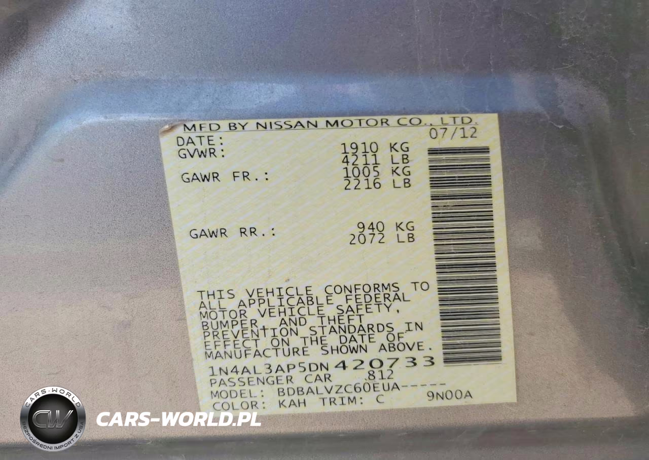 2013 Nissan Altima 2.5 VIN:1N4AL3AP5DN420733 - 12