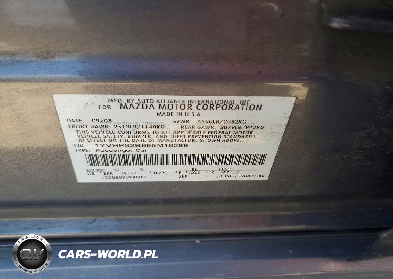 2009 Mazda 6 S VIN:1YVHP82B995M16389 - 12