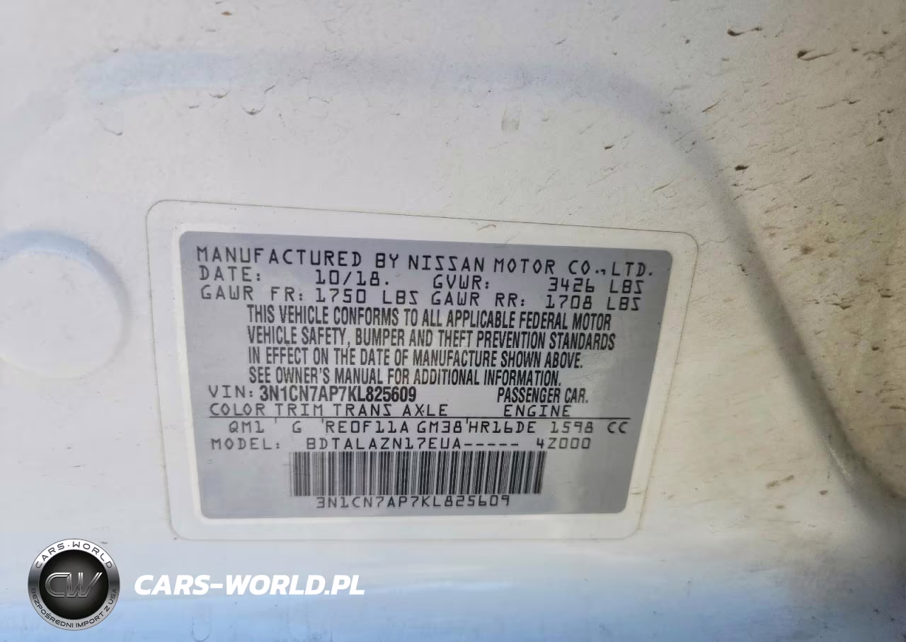 2019 Nissan Versa S Plus VIN:3N1CN7AP7KL825609 - 13
