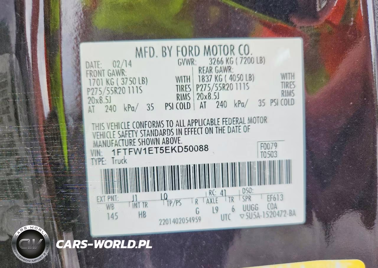 2014 Ford F150 Supercrew VIN:1FTFW1ET5EKD50088 - 12