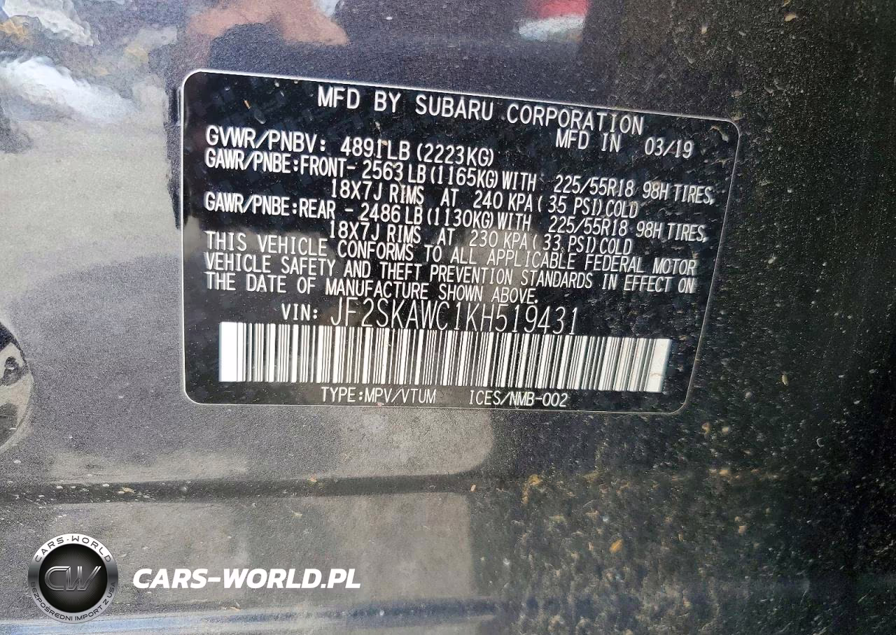 2019 Subaru Forester Touring VIN:JF2SKAWC1KH519431 - 14