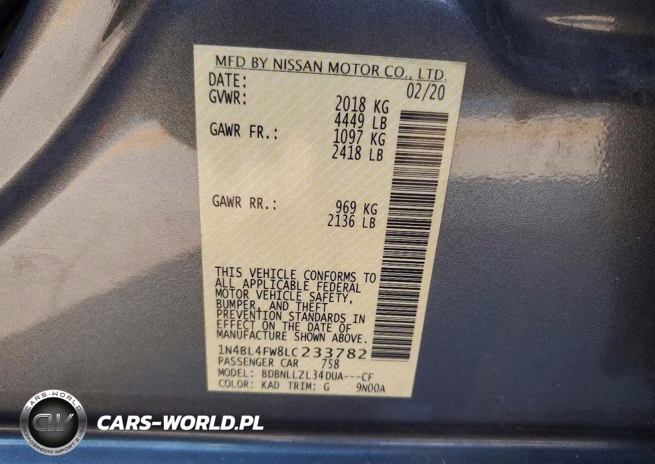 2020 Nissan Altima Platinum VIN:1N4BL4FW8LC233782 - 12