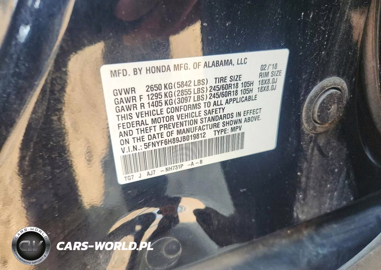 2018 Honda Pilot Exl VIN:5FNYF6H89JB019812 - 12