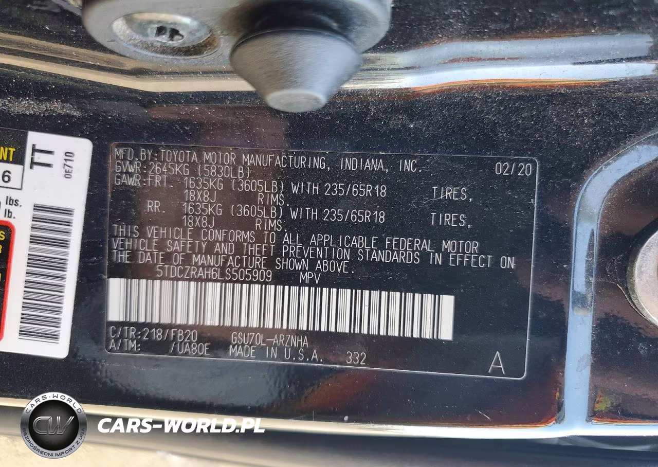 2020 Toyota Highlander L VIN:5TDCZRAH6LS505909 - 13