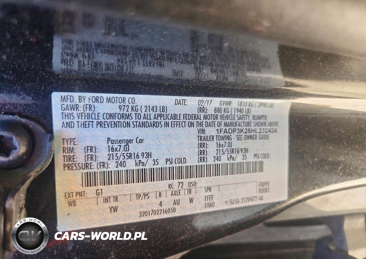 2017 Ford Focus Se VIN:1FADP3K28HL232424 - 12