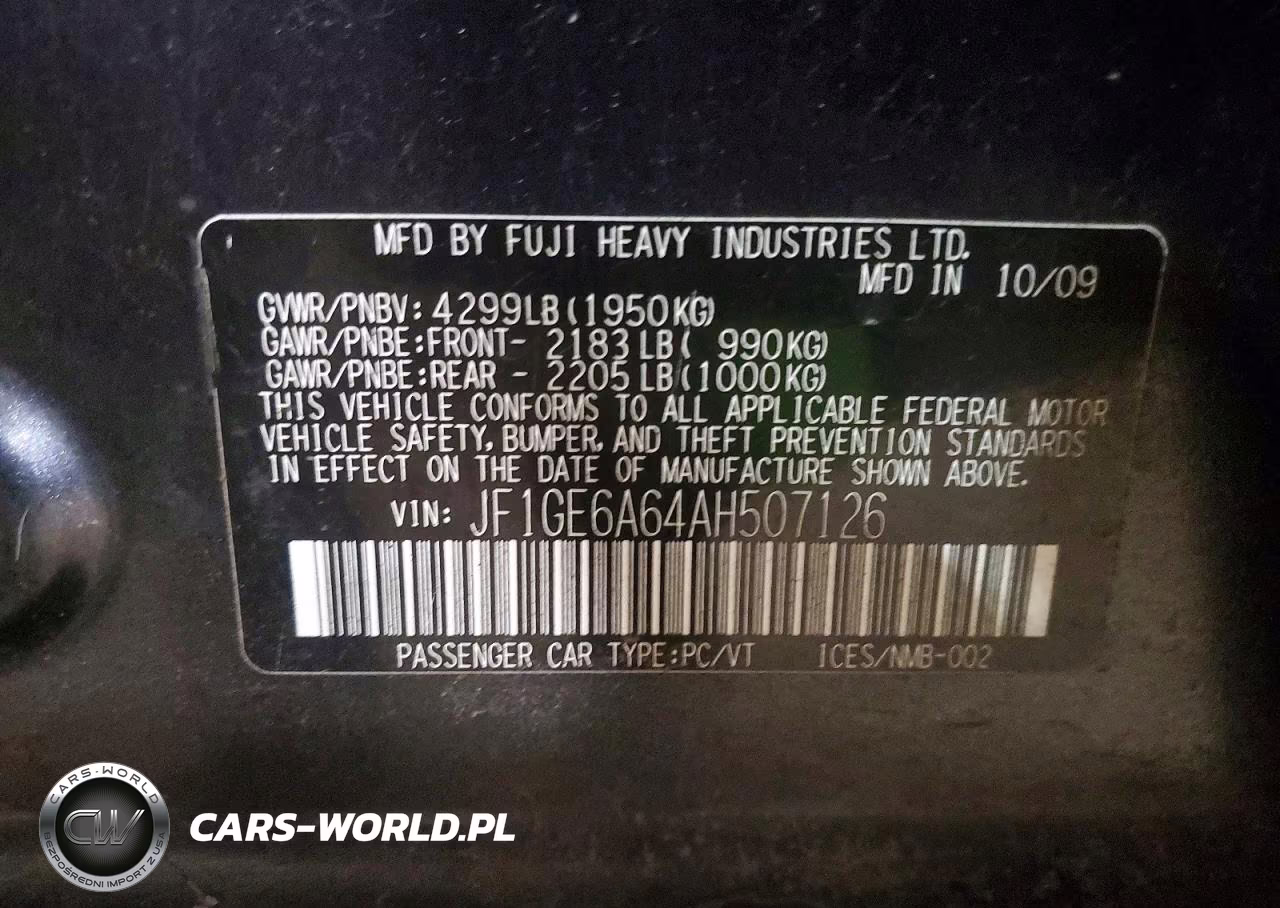 2010 Subaru Impreza 2.5I VIN:JF1GE6A64AH507126 - 12