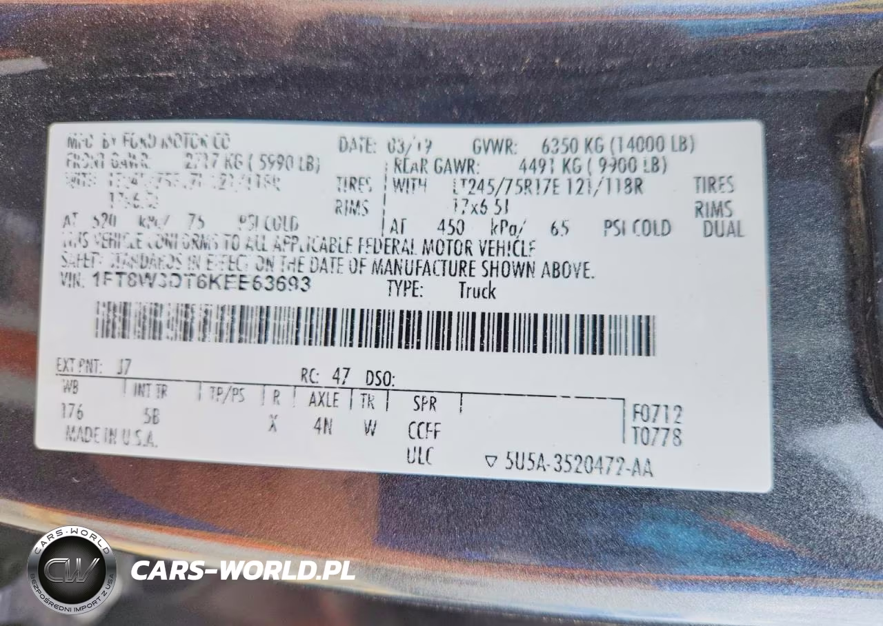 2019 Ford F350 Super Duty VIN:1FT8W3DT6KEE63693 - 13