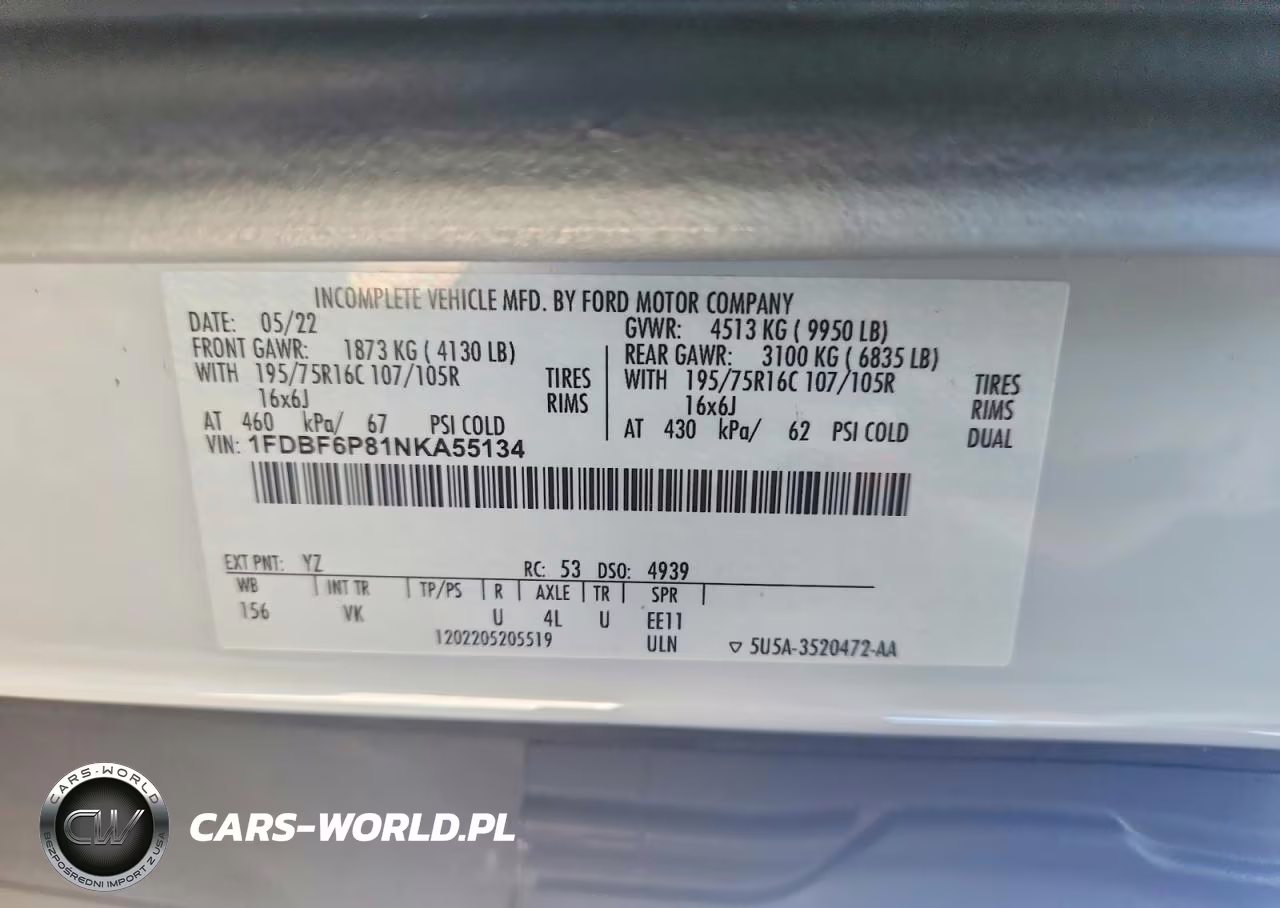 2022 Ford Transit T-350 Hd VIN:1FDBF6P81NKA55134 - 12