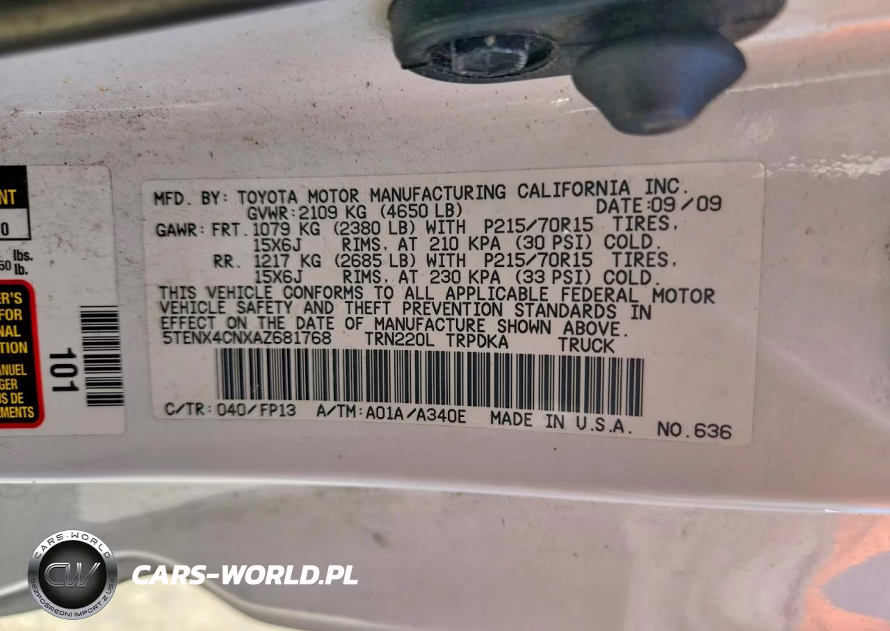 2010 Toyota Tacoma Base VIN:5TENX4CNXAZ681768 - 12