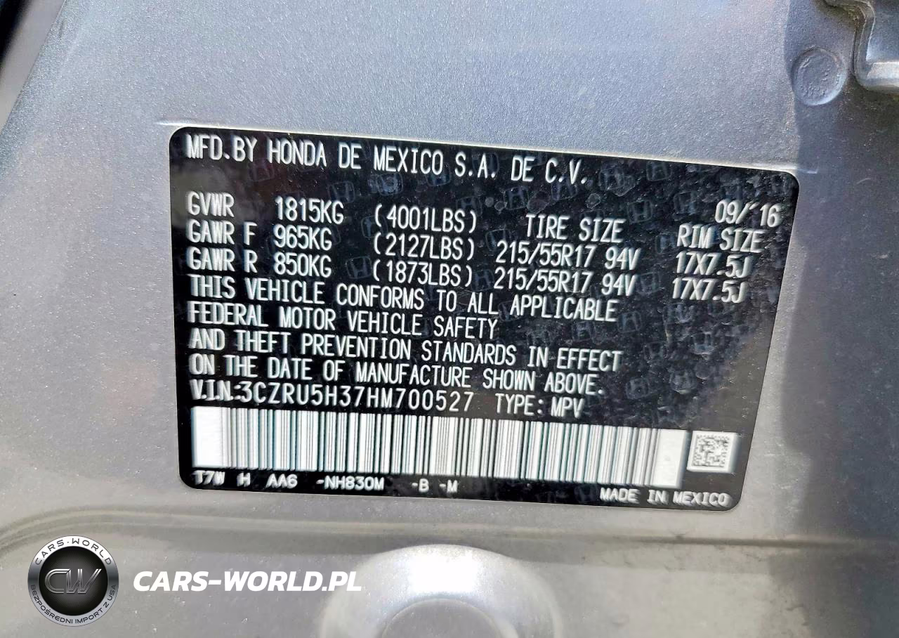 2017 Honda Hr-V VIN:3CZRU5H37HM700527 - 13