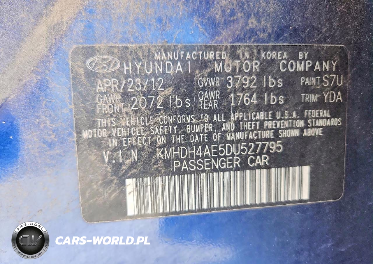 2013 Hyundai Elantra Gls VIN:KMHDH4AE5DU527795 - 12